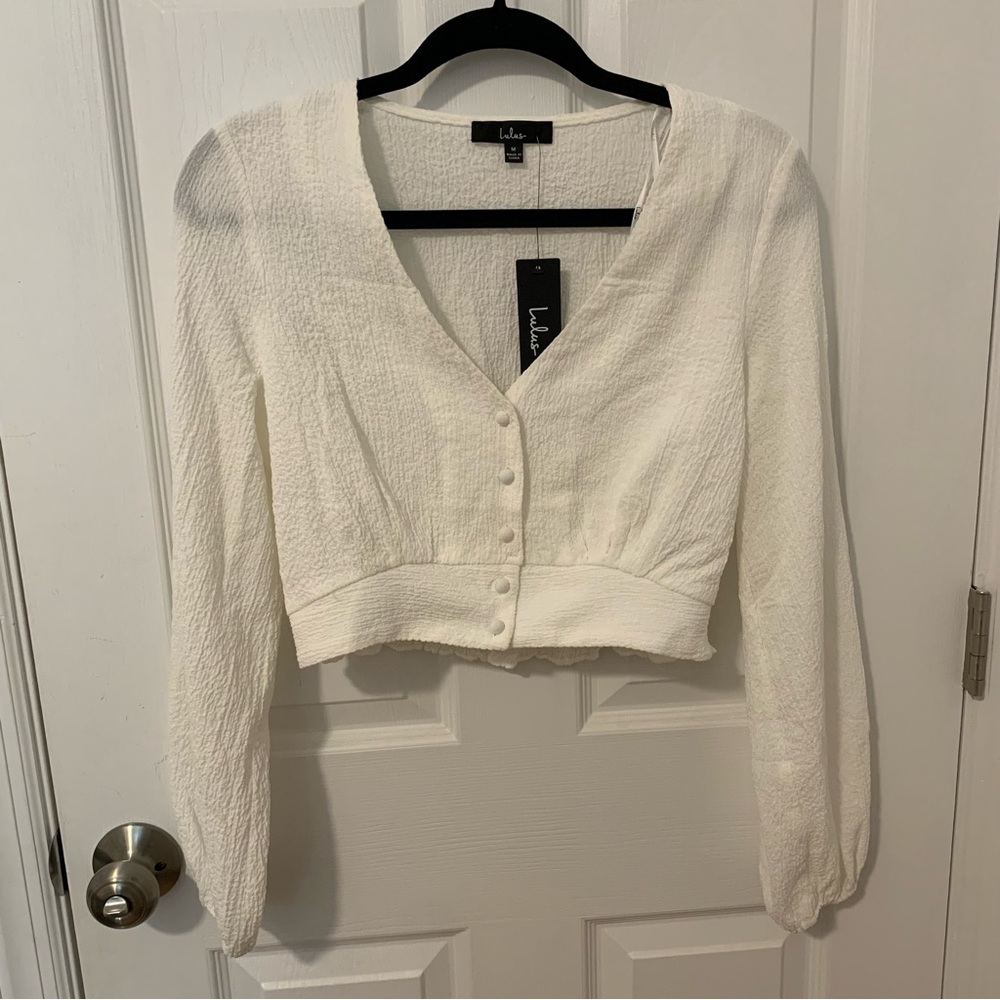 Lulus cropped button up long sleeve